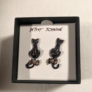 Betsey Johnson Black Cat Earrings BRAND NEW IN BOX